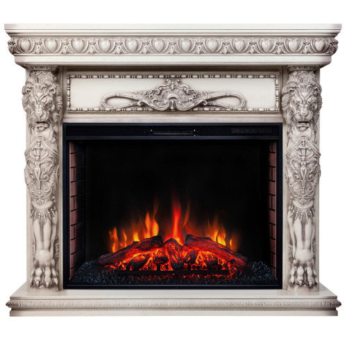 Каминокомплект ROMANO/ЛИОН Бежевый дуб с серой патиной с очагом Электроочаг EPSILON/ЭПСИЛОН 33