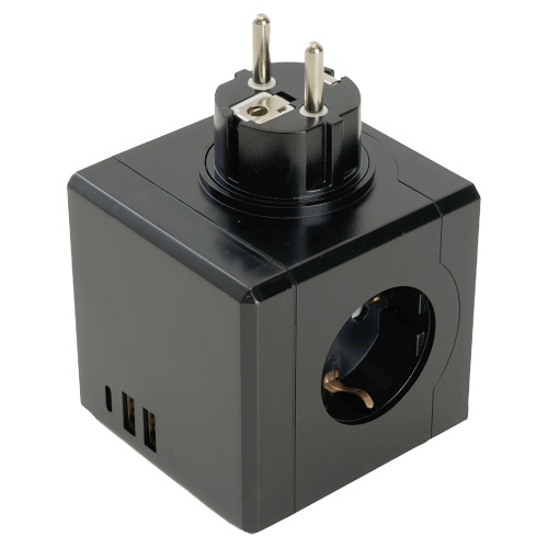 Разветвитель сетевой 3-местный с/з STEKKER ADP16-33-22, 250V, 16A, ABS пластик, черный фото 3