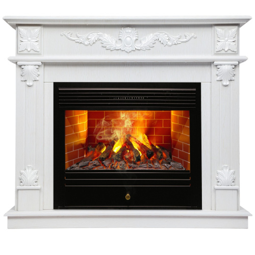Электрокамин RealFlame Philadelphia 25,5/26 WT белое золото с очагом 3D Novara Электрокамин RealFlame Philadelphia 25,5/26 WT белое золото с очагом 3D Novara