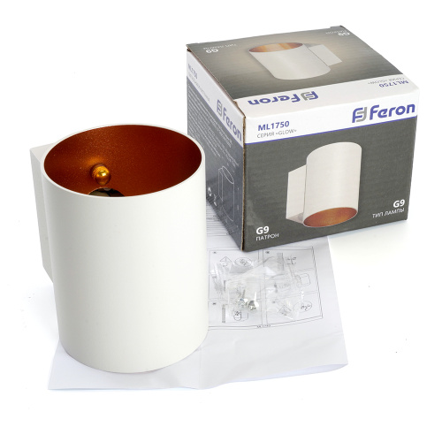 Светильник настенный Feron ML1750 Glow G9,15W, 230V белый + золото IP20 фото 11