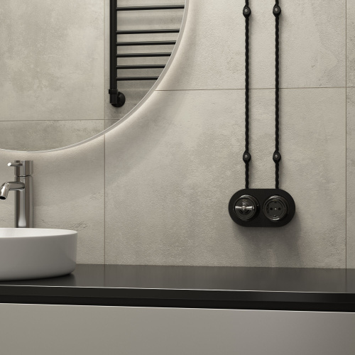 Розетка с заземлением черный ретро W5671008 фото 2 Розетка с заземлением черный ретро W5671008 фото 2