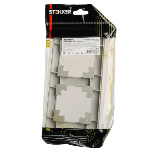 Рамка STEKKER, PFR00-7002-03 2-местная, пластик, серия Катрин, серебро фото 2