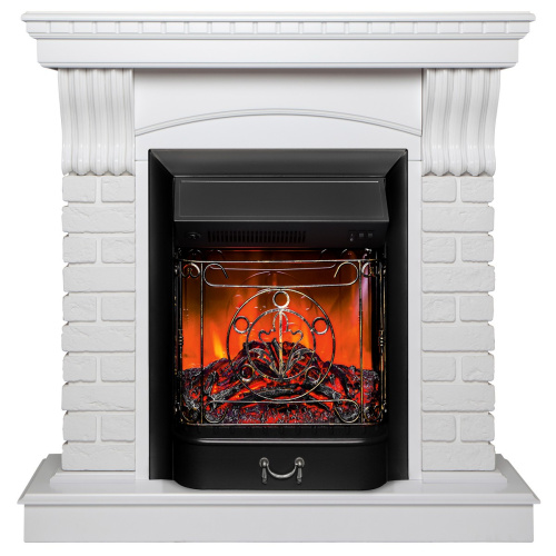 Каминокомплект JAZZ/ВЕГАС Белый матовый с очагом Электроочаг MAJESTIC LUX/МАДЖЕСТИК