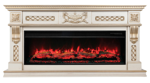 Каминокомплект CORSICA/МАЛАГА Бежевый дуб с золотой патиной с очагом Электроочаг JOKER/ДЖОКЕР 52