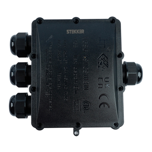 Распределительная коробка STEKKER LD553, количество вводов: 4, поликарбонат, нейлон, цвет черный, размер 163,1*151,6*59,4мм. фото 4
