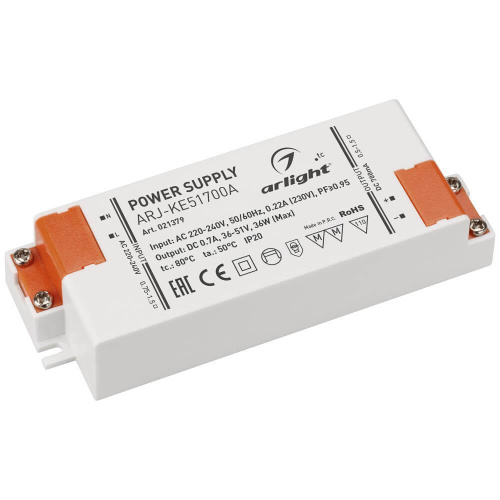 Драйвер Arlight ARJ-KE51700A 36-51V 36W IP20 0,7A 021379 Драйвер Arlight ARJ-KE51700A 36-51V 36W IP20 0,7A 021379
