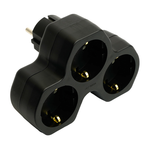 Разветвитель сетевой 3-местный с/з STEKKER ADP16-13-21, 250V,16A, ABS огнеустойчивый пластик, черный фото 3