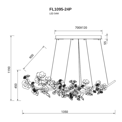 Люстра подвесная Sauvage FL1095-24P фото 2
