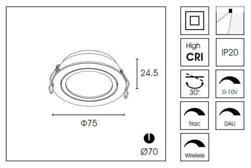 Встраиваемый светильник DA8303DR d.7.5 фото 3 Встраиваемый светильник DA8303DR d.7.5 фото 3