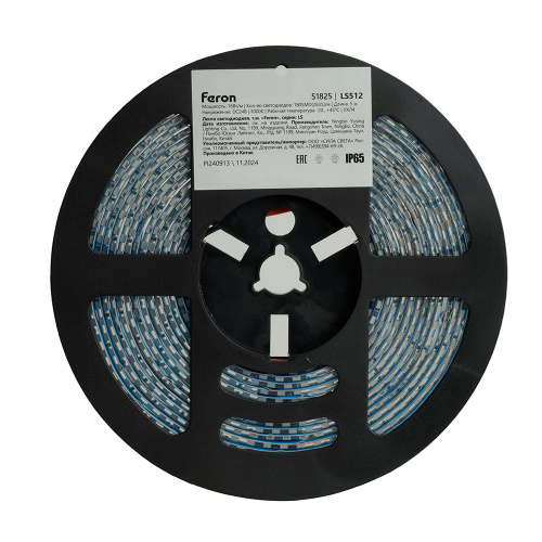 Светодиодная LED лента Feron LS512, 180SMD(2835)/м 16Вт/м 24V 5000*10*2.3мм 3000К IP65 фото 4
