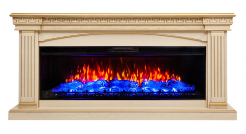 Каминокомплект CALLISTO/ПРАГА Бежевый дуб с золотой патиной с очагом Электроочаг JOKER/ДЖОКЕР 52