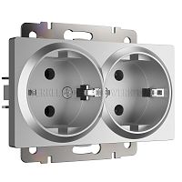 Розетка двойная с заземлением серебряный W1172006