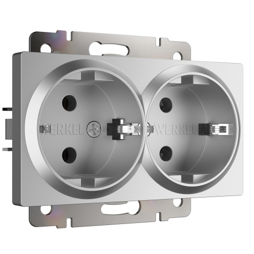 Розетка двойная с заземлением серебряный W1172006