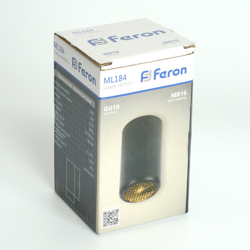 Светильник потолочный Feron ML184 Barrel ECHO  MR16 GU10 35W 230V, черный, с антибликовой сеточкой фото 2