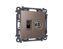 Комплект механизма розетки компьютерной + TV оконечной RJ-45 с автоматической защитной шторкой ALFA Темная бронза матовый (AP6425, VM195) MA642510
