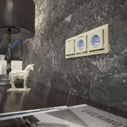 Розетка с подсветкой (слоновая кость) W1171403 фото 3