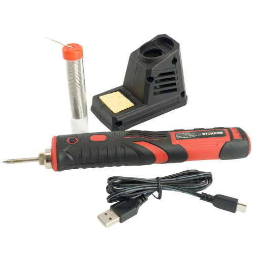 Паяльник беспроводной 8W, нихромовый нагреватель, 1800 mAh, 5В, красный/черный, PLE801-08 фото 8