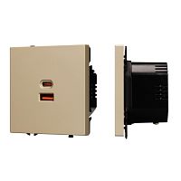 Механизм розетки с быстрой USB зарядкой SCT-NOBE-MUAC-SFPL-FC-GD (65W, QC3) Arlight 054318
