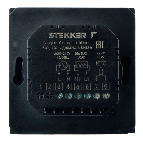 Терморегулятор Wi-Fi (механизм), STEKKER, 250В, 3500Вт, серия Эмили, RSW00-5119-05, черный уголь, soft touch фото 6