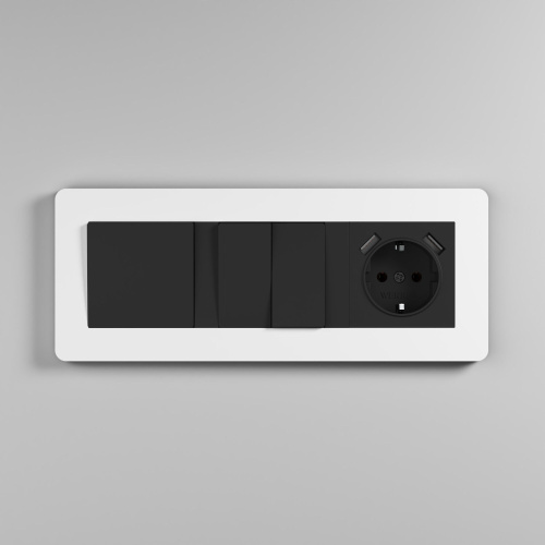 Рамка из поликарбоната на 3 поста Split белый/черный, soft-touch W0033068 фото 6