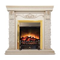 Электрокамин RealFlame Patricia WT белый дуб с золотой патиной с очагом Fobos Lux BR S
