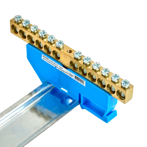 Шина"N" на изоляторе STEKKER 8*12 на DIN-рейку 12 выводов, синий, LD555-812-12 фото 4