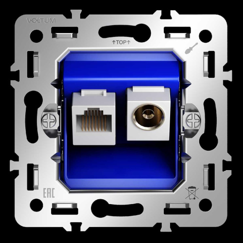 Механизм розетки TV+RJ45 кат. 6, S70 Voltum VLS0607M Механизм розетки TV+RJ45 кат. 6, S70 Voltum VLS0607M