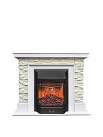 Каминокомплект АРИЗОНА Белый матовый с очагом Электроочаг MAJESTIC LUX/МАДЖЕСТИК
