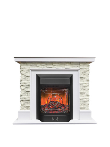 Каминокомплект АРИЗОНА Белый матовый с очагом Электроочаг MAJESTIC LUX/МАДЖЕСТИК