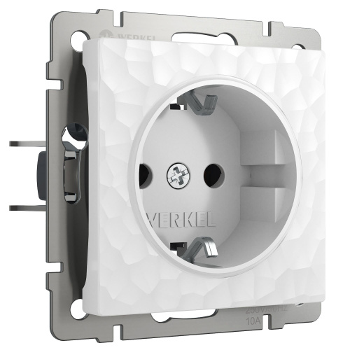 Розетка с заземлением (Hammer белый) W1271001 Розетка с заземлением (Hammer белый) W1271001