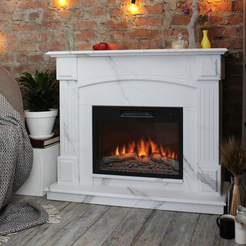 Каминокомплект CAROLINA/БОСТОН Мрамор Каррара с очагом Электроочаг KENDAL/КЕНДАЛ 24 фото 4