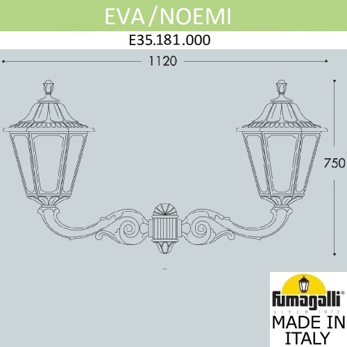Fumagalli Светильник уличный настенный FUMAGALLI EVA/NOEMI E35.181.000.WYH27 фото 2 Fumagalli Светильник уличный настенный FUMAGALLI EVA/NOEMI E35.181.000.WYH27 фото 2