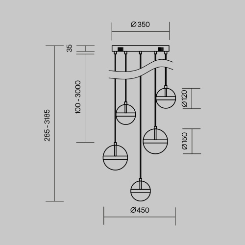 Подвесной светильник Maytoni MOD295PL-L60BBS3K фото 5