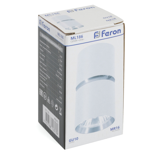 Светильник потолочный Feron ML186 Barrel ZEN MR16 GU10 35W 230V, белый, хром фото 4