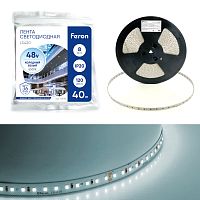 Лента светодиодная стабилизированная 120SMD(2835)/м 8Вт/м 48V 40000*10*1.22мм 6500К, IP20 LS420 FERON