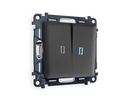 Комплект механизма 2-кл выключателя AMBRELLA VOLT с подсветкой 10000K ALFA Графит мягкое касание QUANT (AP9040, VM115, G17B) MA904020 Комплект механизма 2-кл выключателя AMBRELLA VOLT с подсветкой 10000K ALFA Графит мягкое касание QUANT (AP9040, VM115, G17B) MA904020