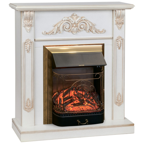 Электрокамин RealFlame Anita WT дуб белый с золотой патиной с очагом Majestic Lux Brass фото 2 Электрокамин RealFlame Anita WT дуб белый с золотой патиной с очагом Majestic Lux Brass фото 2