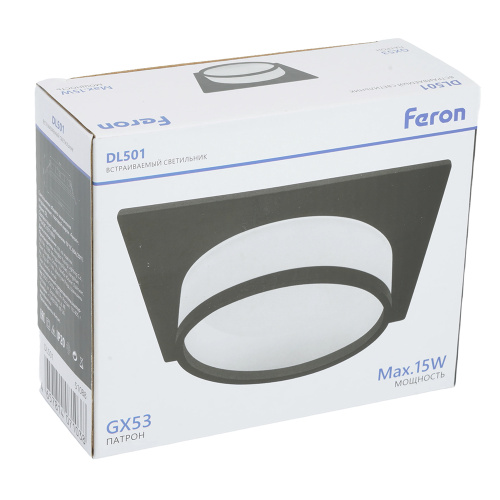 Светильник встраиваемый Feron DL501 потолочный GX53 черный квадрат фото 5