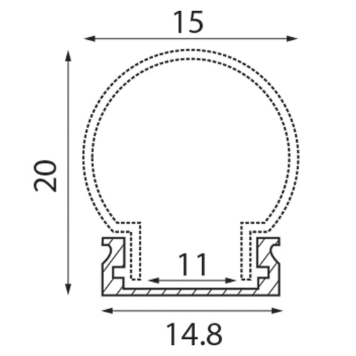 Профиль алюминиевый круглый узкий, серебро, CAB282 фото 2