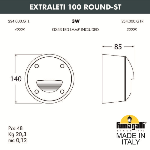 Светильник для подсветки лестниц накладной FUMAGALLI EXTRALETI 100 Round-ST 2S4.000.000.AYG1L фото 3 Светильник для подсветки лестниц накладной FUMAGALLI EXTRALETI 100 Round-ST 2S4.000.000.AYG1L фото 3