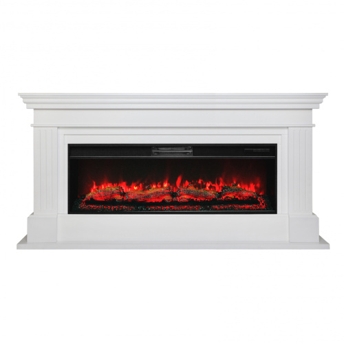 Каминокомплект ONTARIO/ЛЕОНАРДО Белый матовый с очагом Электроочаг JOKER/ДЖОКЕР 52