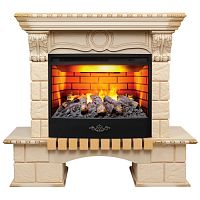 Электрокамин RealFlame Bolero WT белый дуб с золотой патиной с очагом 3D Firestar 25,5