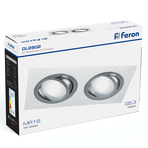 Светильник встраиваемый Feron DL2802 потолочный MR16 G5.3 белый-хром фото 5
