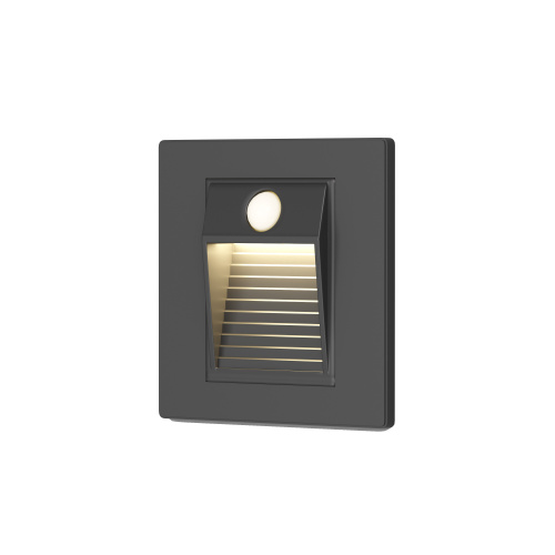 DK1020-BK Светильник встраиваемый в стену c датчиком движения, IP 20, LED 3000, 1 Вт, черный, пластик фото 2