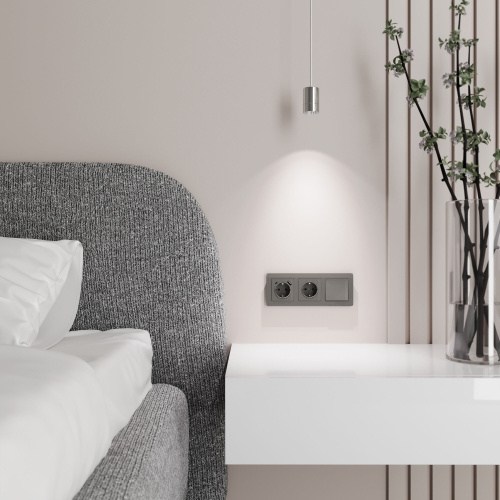 Выключатель одноклавишный проходной (графит акрил) W1112044 фото 2