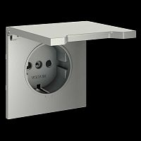 Накладка для розетки с заземлением защитными шторками и крышкой S70 (сталь) Voltum VLS000805