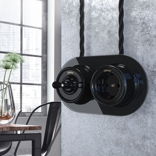 Рамка из стекла на 2 поста черный W0025108 фото 6