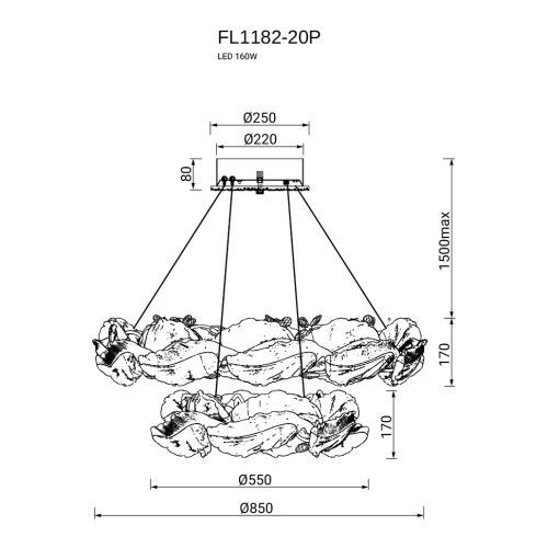 Люстра подвесная Felicity Gold FL1182-20P фото 8
