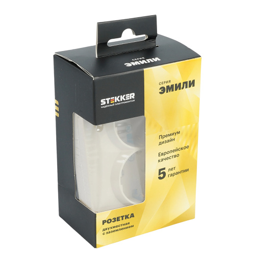 Розетка 2-местная с защитной шторкой, STEKKER, с/з, 250В, 16А, серия Эмили, RST16-5114-08, кашемир, soft touch фото 2