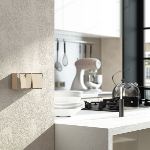 Выключатель двухклавишный влагозащищенный Gallant (шампань рифленый) W5020210 фото 2